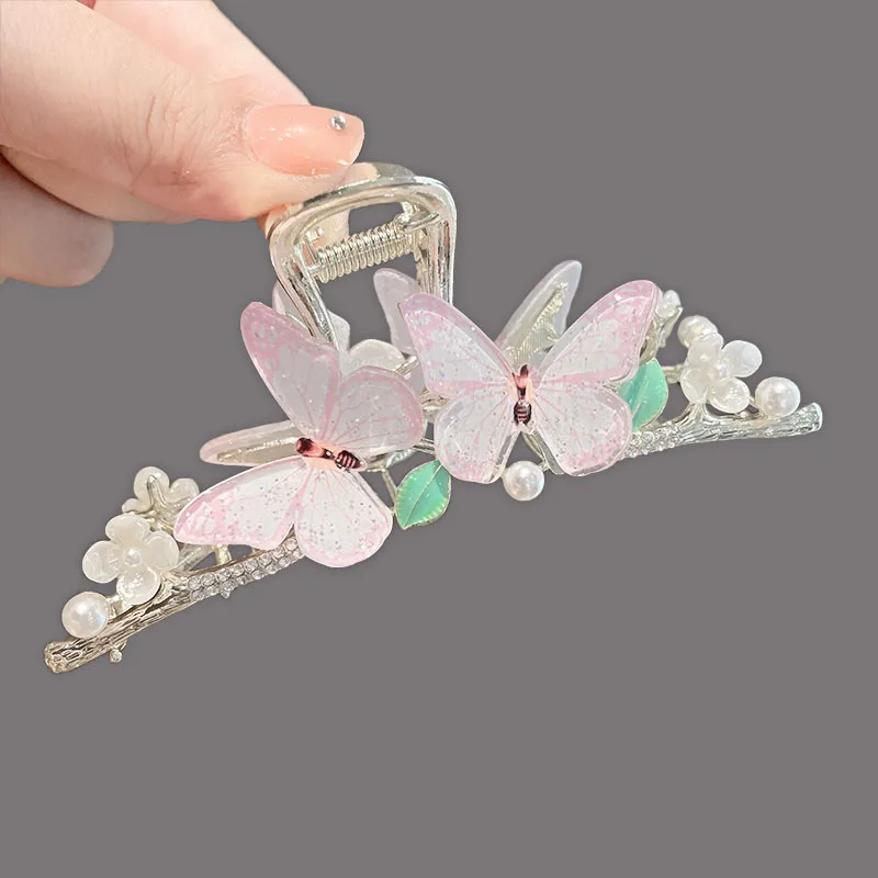 New Sweet Chic Hair Claws For Women Girls Elegant Handmade Butterfly Ponytail Hair Clip Ornament ACCESSORI FOR GIRL tiara Gifts