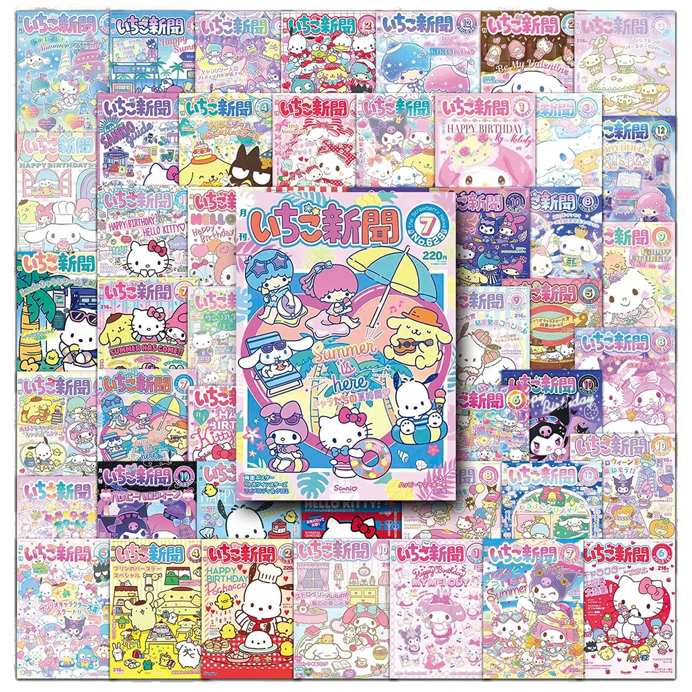 10/30/50pcs Anime Sanrio Poster Aesthetic Stickers Hello Kitty Magazine Cover Decals Phone Scrapbook Kawaii Cartoon Sticker Toys