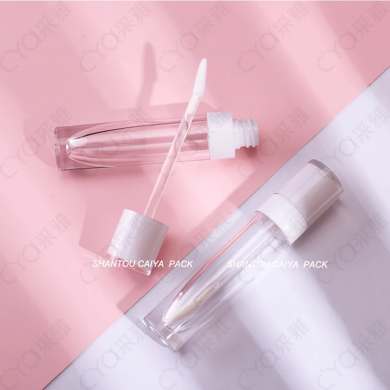 White Blue Transparent Round Lip Gloss Tube with Wand Brush Girls Makeup 8ml Empty Lipgloss Container Lip Glaze Tube