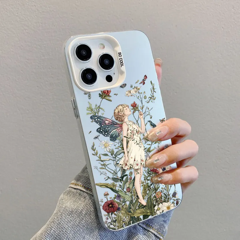 

Pretty Butterfly Wing Little Girl Phone Cover For for IPhone 16 Pro Max 15 Pro 14 Plus 13 12 Mini 11 Pro Max Laser Phone Cases