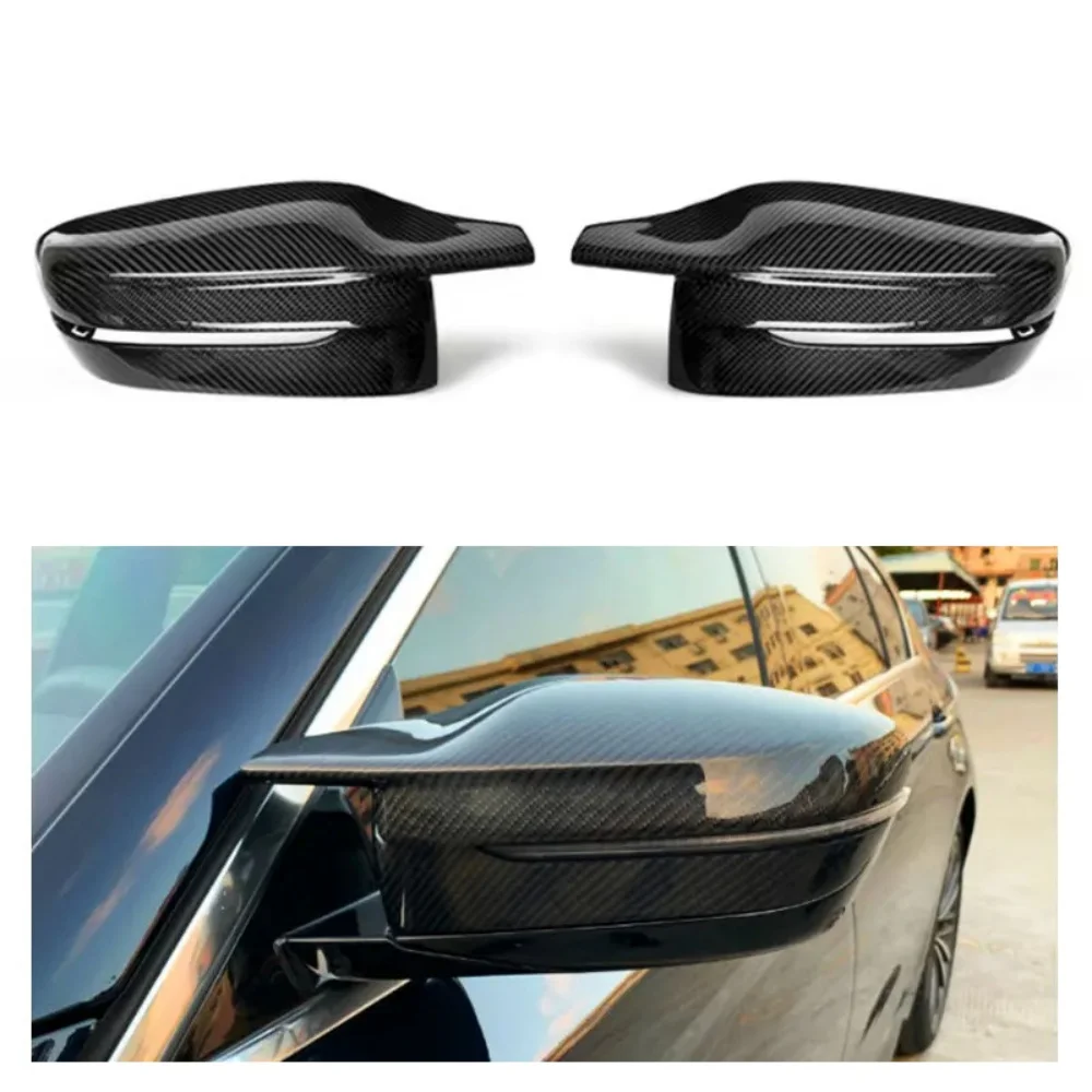 الغطاء الواقي ألياف الكربون المحمصة طائرة أسود أبيض مرآة الباب قذيفة لسيارات BMW 7 Series G11 G12 2016-2023 اكسسوارات السيارات