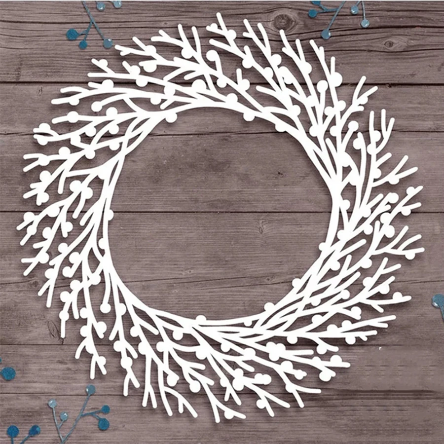 2024 New Arrival Wreath Holly Tree Branch Garland Metal Cutting Dies for DIY Scrapbooking Photo Album Card Making Stencils