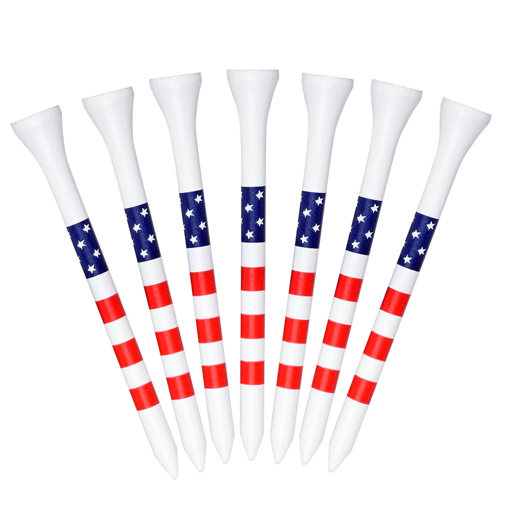 50 Stück Golf-Tees im amerikanischen Flaggen-Stil aus robustem Bambus (3-1/4'' & 2-3/4'') Länge, Golfballhalter, Golf-Trainings-Tees – Detail 4