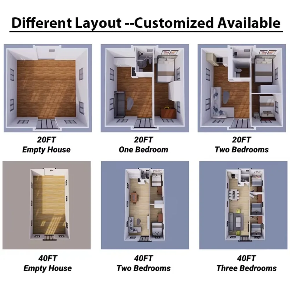 Customized Expandable Container House 2 3 Bedrooms Foldable Room Prefab Mobile Tiny Home Steel Villa 20FT 40FT Durable Cabins