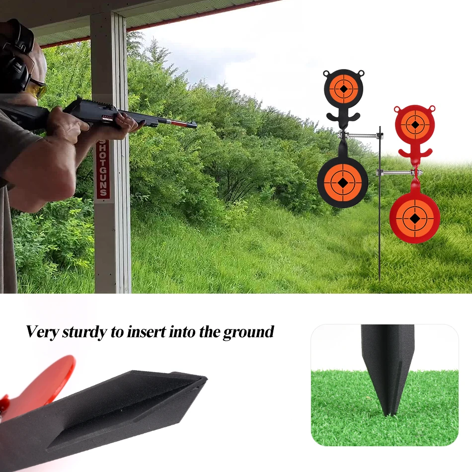 360 graden draaibaar schietdoel, dubbel beren-vormig grondpenetrerend doel, ijzeren doelstandaard, geschikt voor katapult/speelgoedluchtpistool