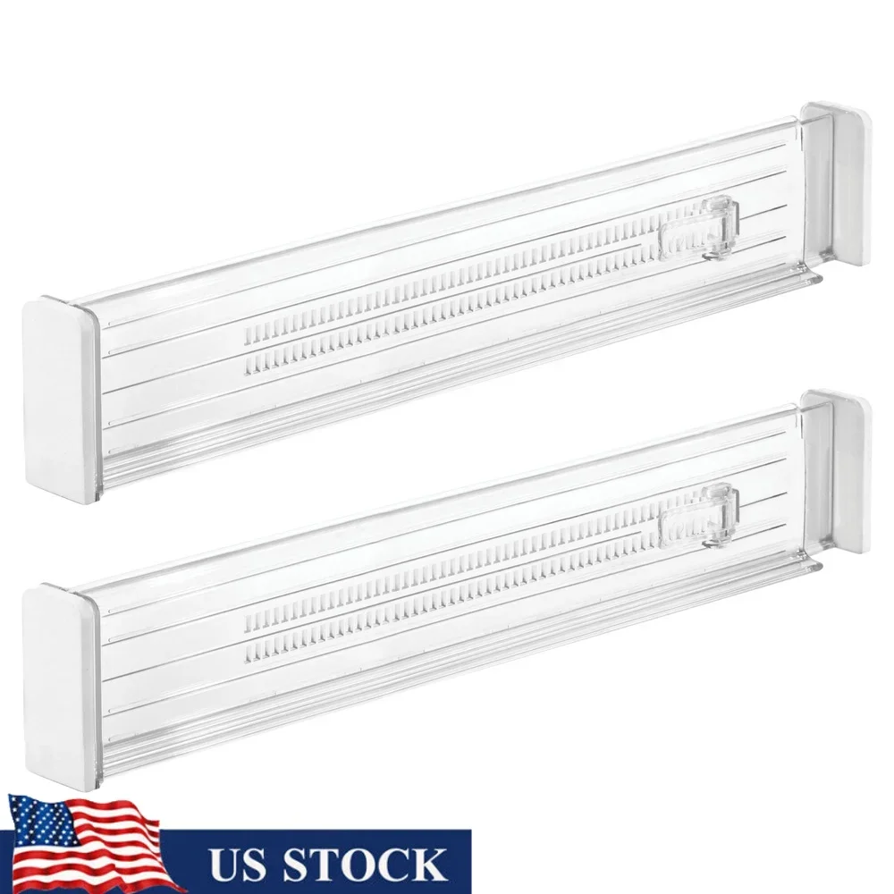 

Plastic Drawer Dividers Set of 2 Adjustable Storage Organizers Home Office Kitchen Bathroom Clutter Management