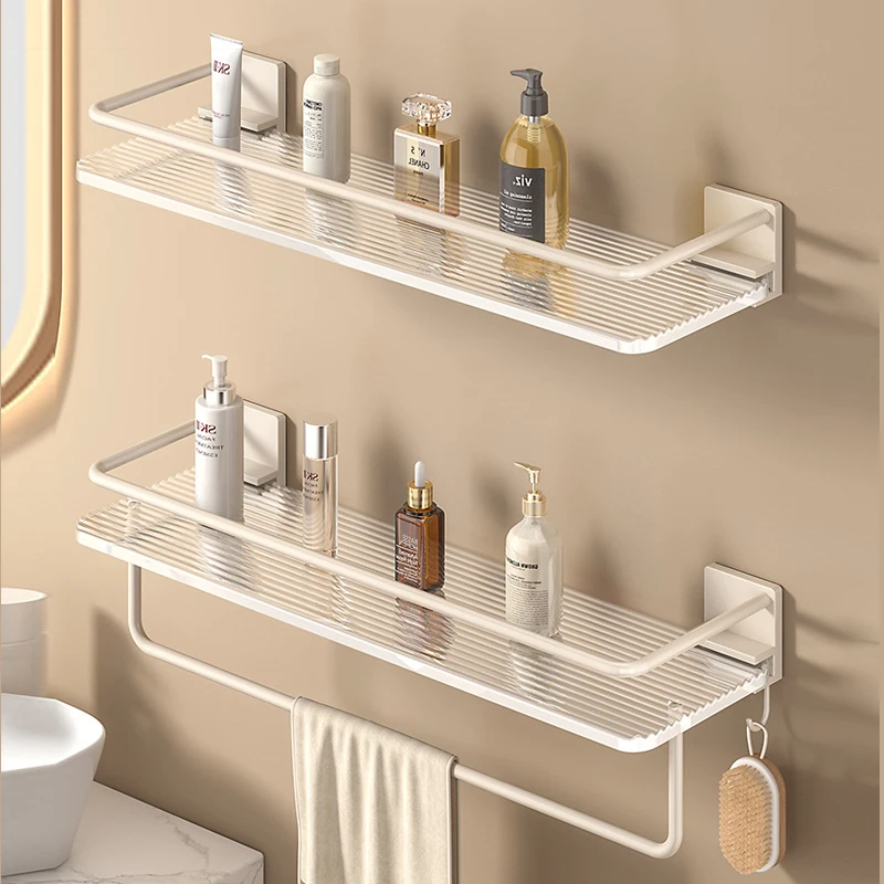 

Space Aluminum Acrylic Bathroom Storage Rack Wall Mounted Toilet Organizer No Drilling Required Simple Modern Home Organizer