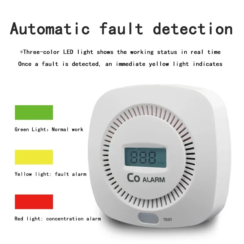 Carbon monoxide detector fixed household kitchen smoke sound-light alarm