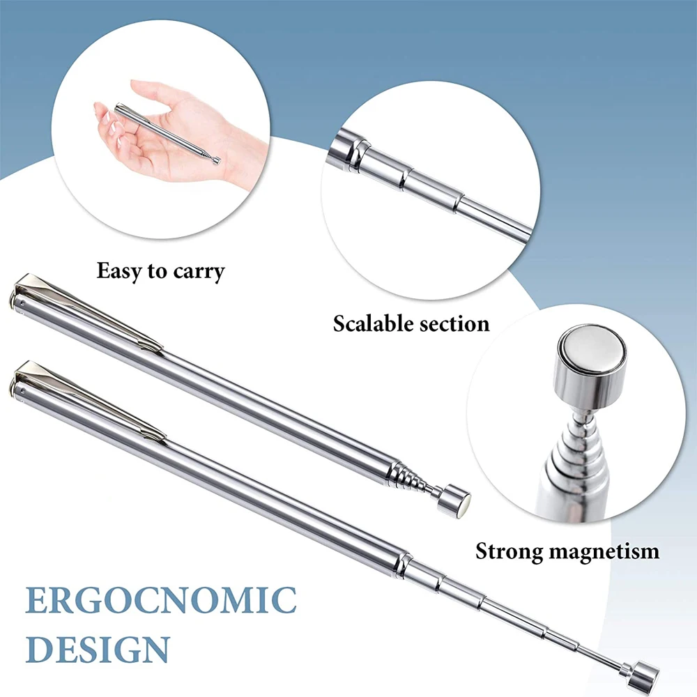미니 휴대용 텔레스코픽 마그네틱 자석 펜, 편리한 도구 용량, 너트 볼트 픽업용, 확장형 픽업 로드 스틱