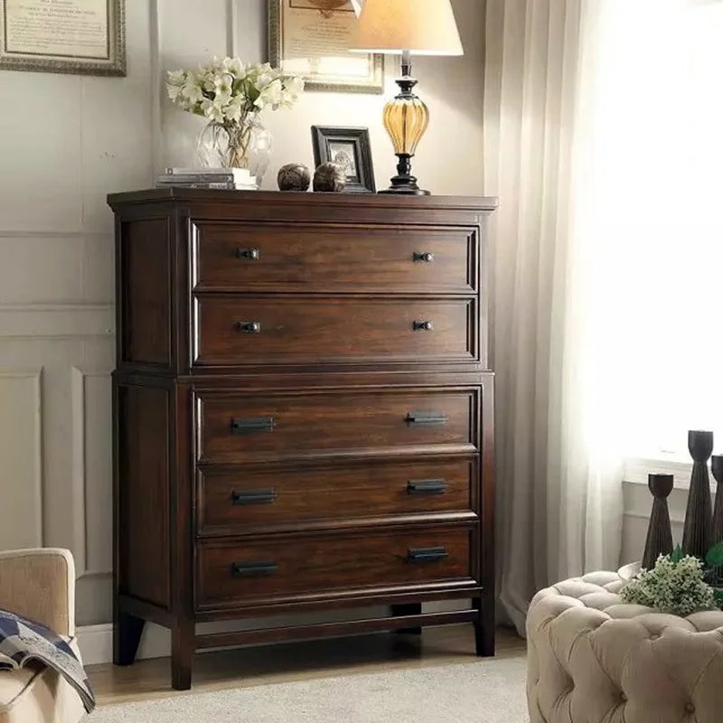 

Solid wood rural simple retro furniture large chest storage side drawer cabinet bucket cabinet