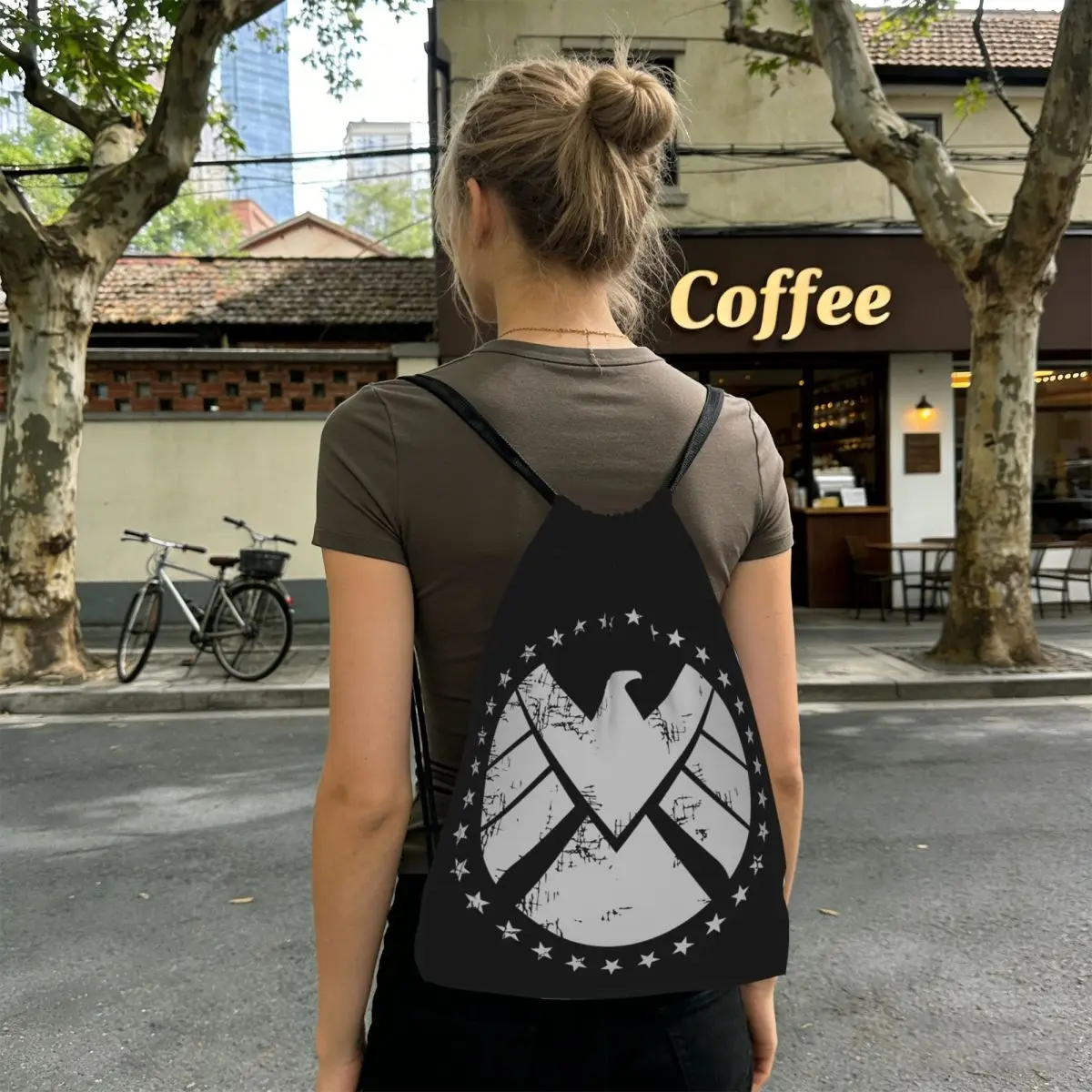 Shield Agent Training Backpacks Portable Drawstring Bags Sports Bag Book Bags for Travel School
