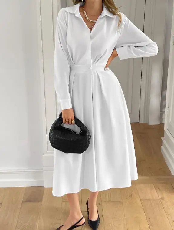 

2025 Autumn and Winter Leisure Vacation Style Cardigan Long Sleeved Long Skirt Dress Women's Clothing
