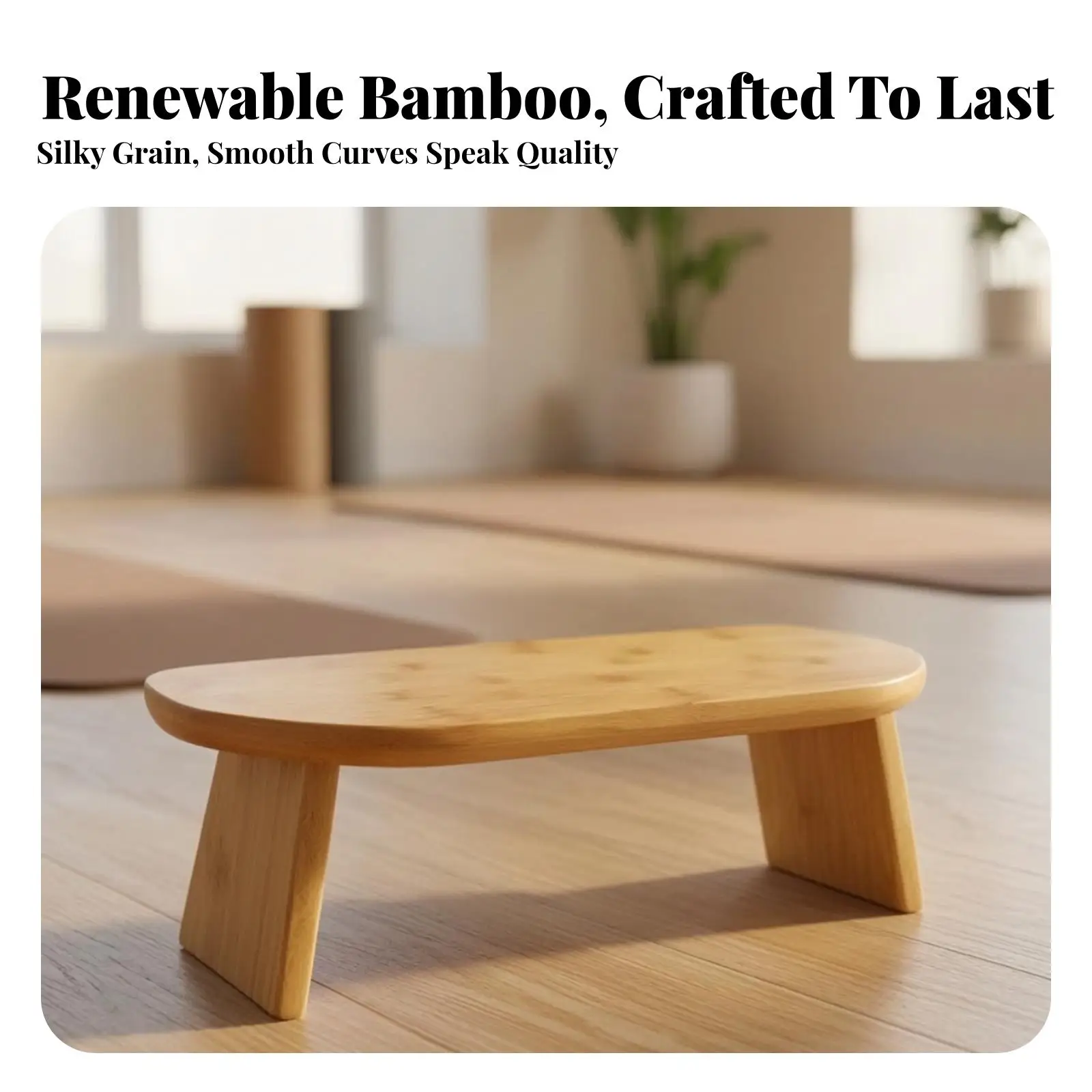 Comfortable Meditation Bench | Bamboo Construction, Angled Legs for spinal support, Meditation Stool, Home Altar