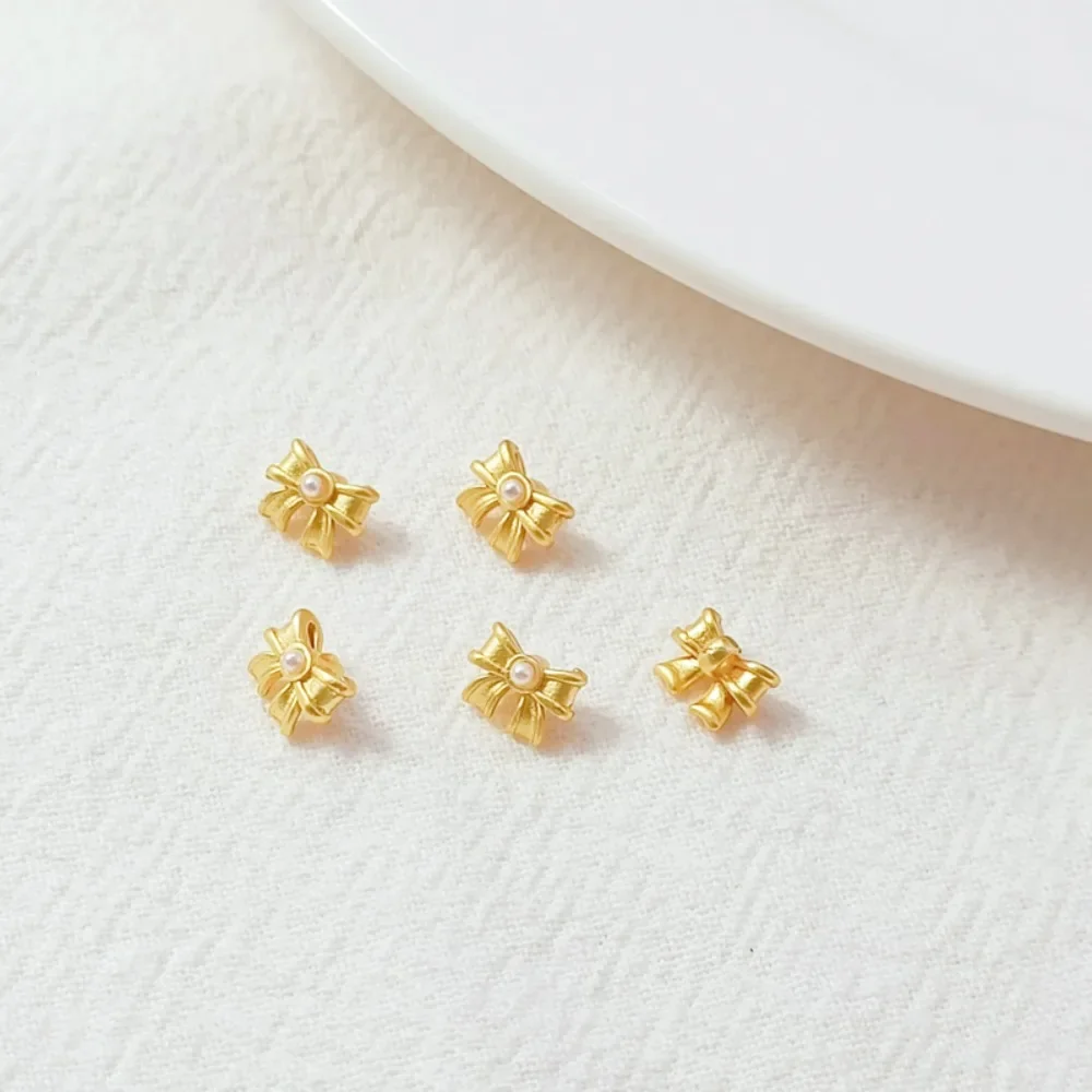 إكسسوار ذهبي قديم قوس صغير 14 قيراط، قلادة لؤلؤ لزجة، سوار مصنوع يدويًا، قلادة، مطرز ومتشابك #4