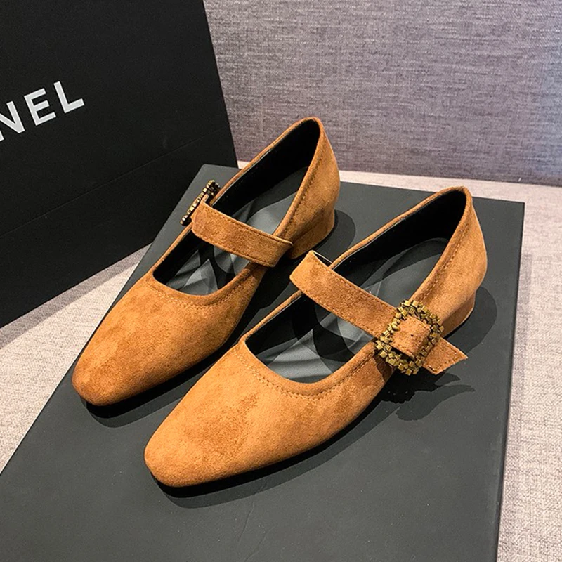 

High Heels Women Mary Jane Shoes Designer Suede Shoes Woman Spring 2026 Elegant Chunky Dress Shoes Shallow Casual Zapatos Mujer