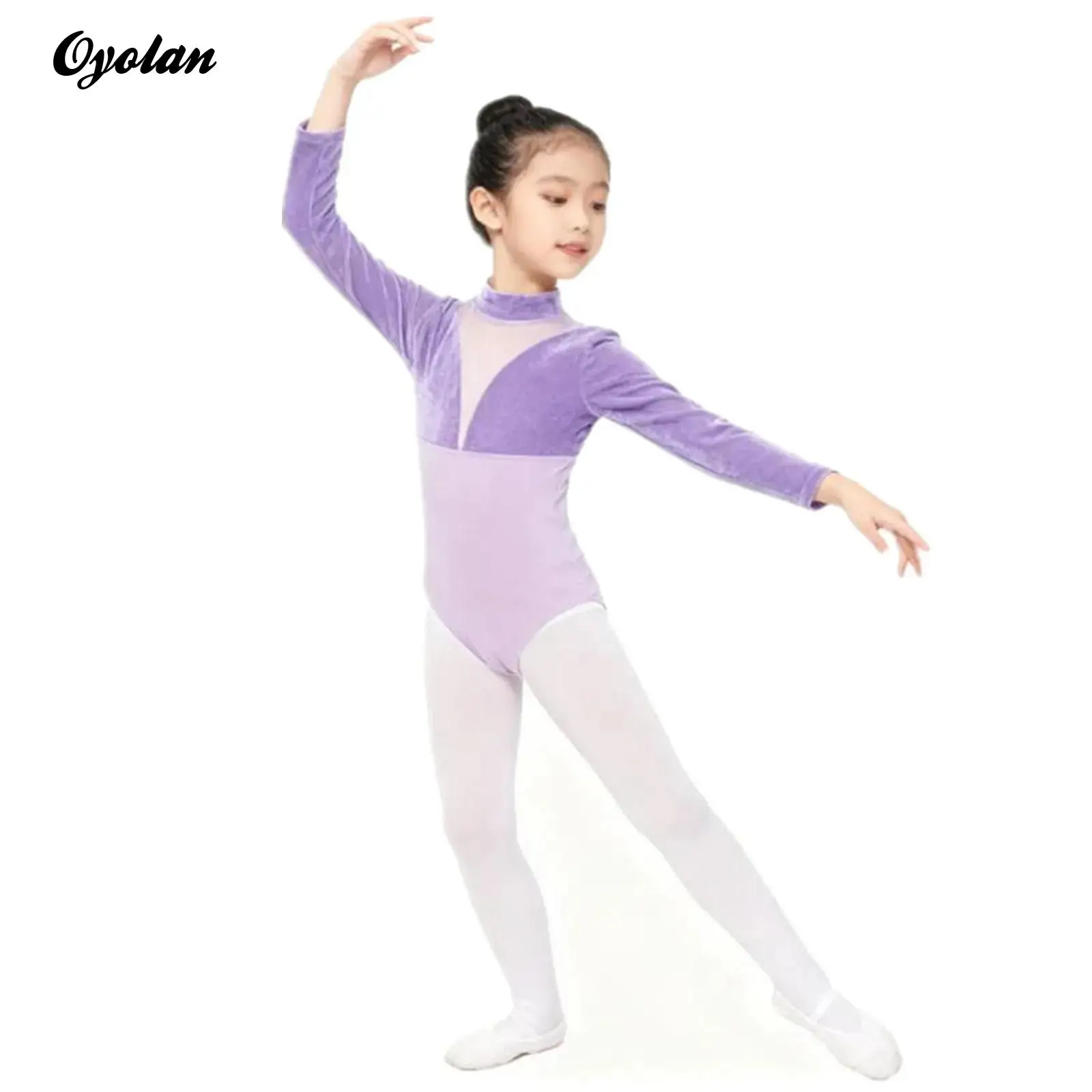 Kinderen Meisjes Gymnastiek Turnpakje Ballet Jersey Jumpsuit Dansvoorstelling Kostuum Terug Onzichtbare Rits Mesh Romper Danskleding