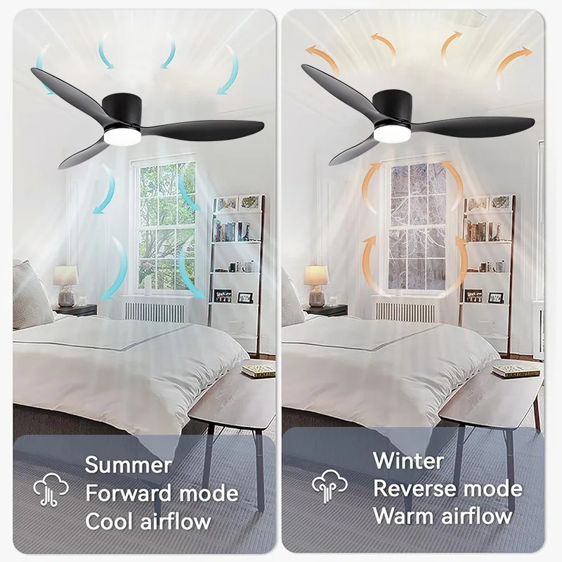 Low floor ventilation 42/52 inch remote control ceiling fan  LED DC motor kitchen bedroom dining room home decoration fan light