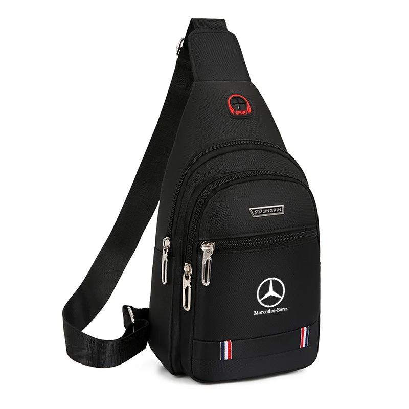 Benz Logo Men Chest Bag Fashion Casual Black Nylon Crossbody Backpack Sling Bag For Boys And Girls Waterproof High Quality