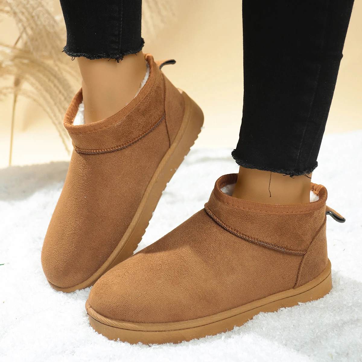 Fashion New Suede Thick Sole Large-size Snow Boots Winter Round Head Sexy Comfortable Warm Casual Walking Boots for Women
