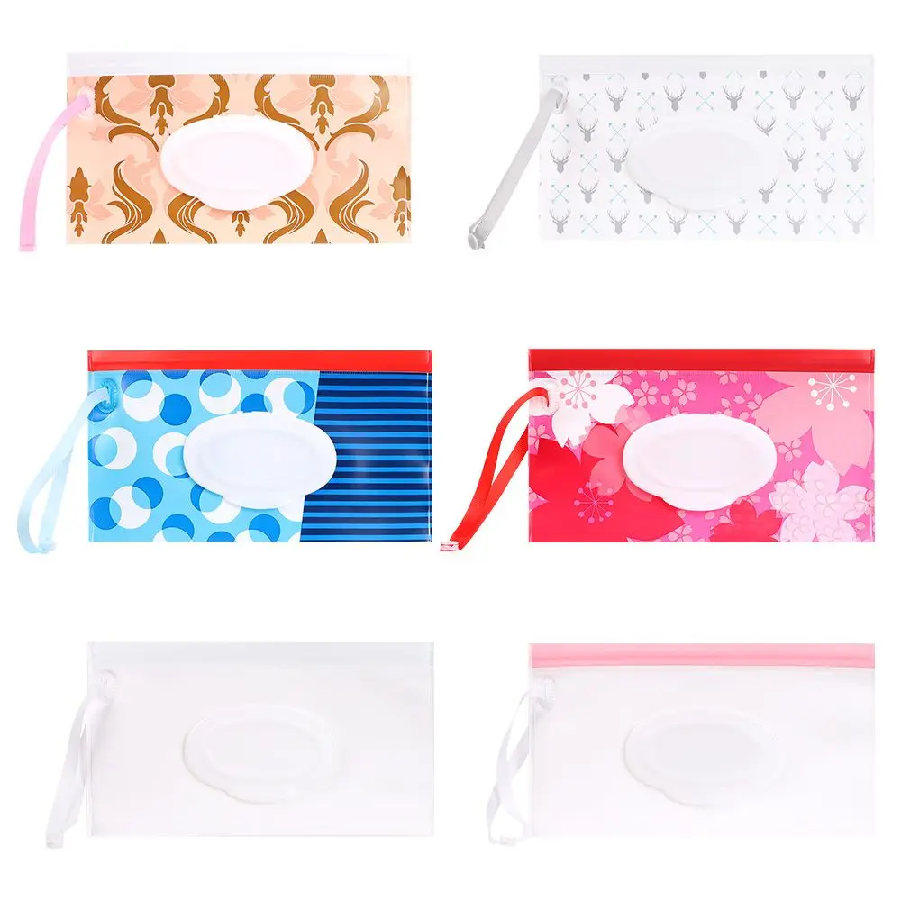 Outdoor Fashion Flip Cover Baby Product Portable Snap-Strap Wet Wipes Bag Cosmetic Pouch Stroller Accessories Tissue Box