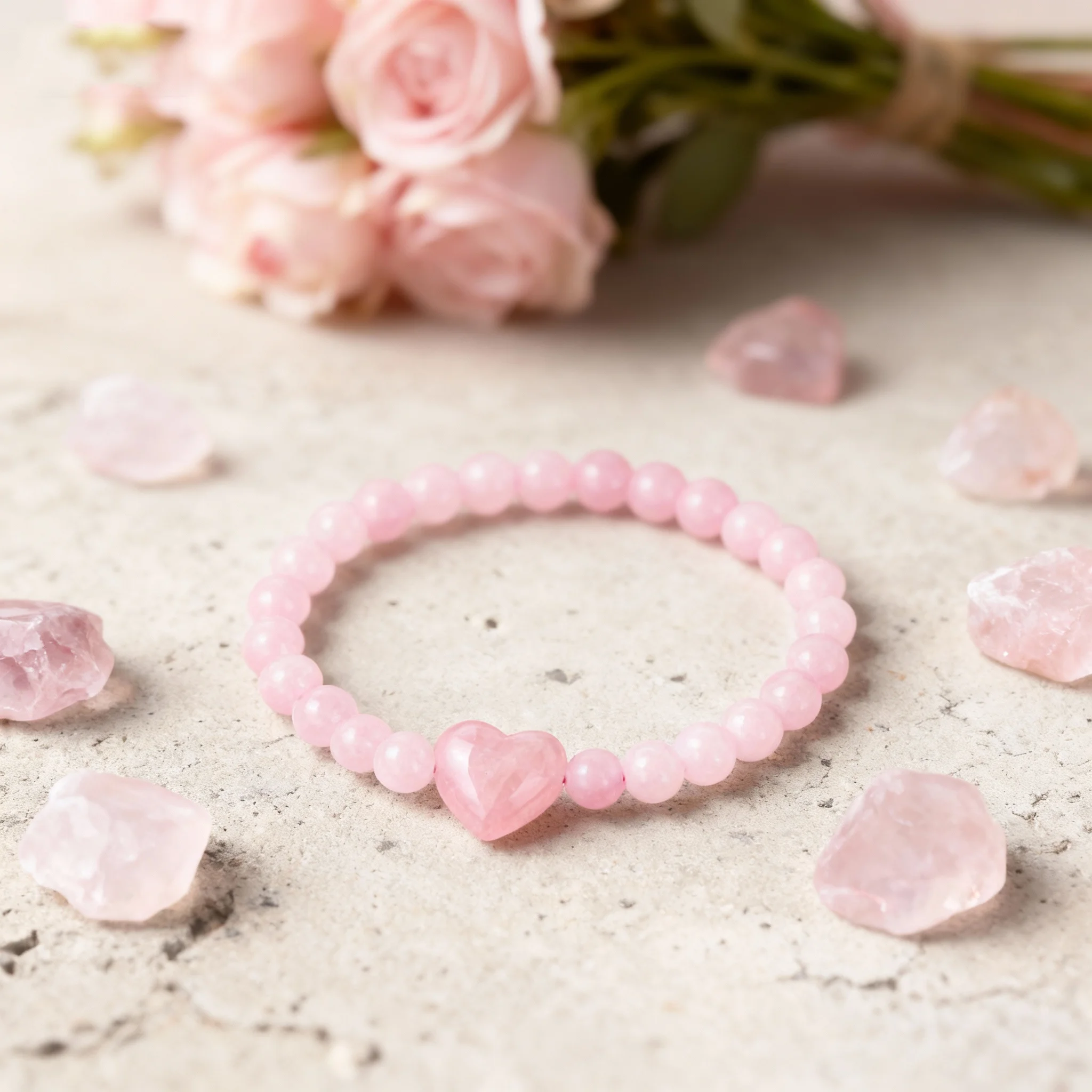 مجوهرات الخريف الأنيقة الوردية الكوارتز الحب بلون برازليتيس صديقة حفلة أساور من الحجر الطبيعي فريدة من نوعها جلب بطاقة #3