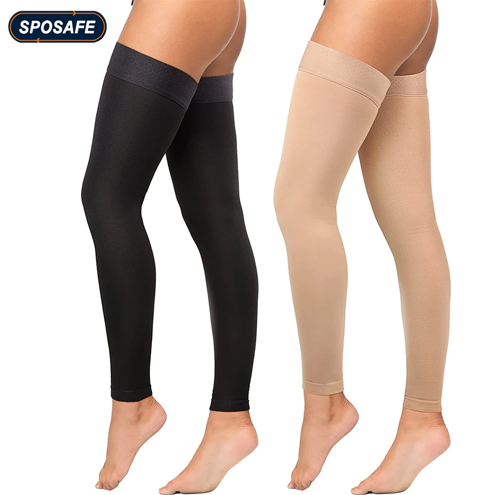 

1Pair Thigh High Footless Compression Stockings 20-30 MmHg Gradient Compression Leg Support for Women Varicose Veins Swelling