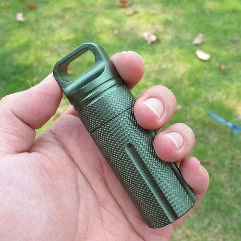 Überlebens-EDC-Etui aus Aluminiumlegierung, wasserdichter Flaschenverschluss, Outdoor-Camping-Zubehör, tragbarer Werkzeughalter, luftdichte Kapsel S – Detail 4