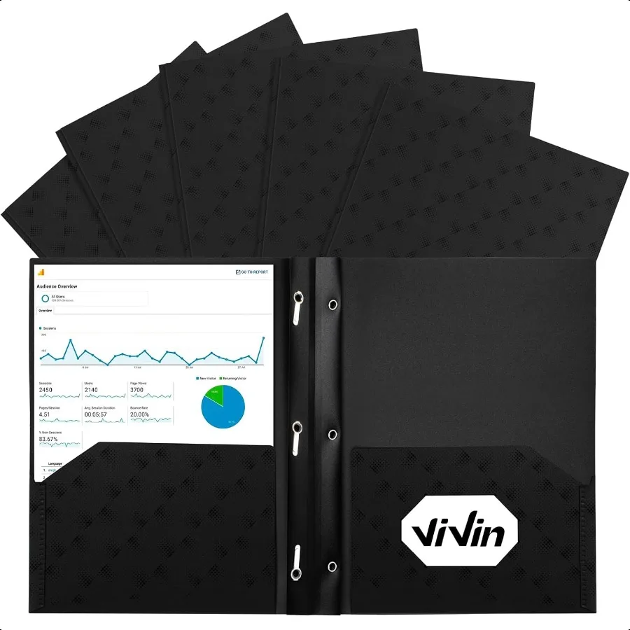 

10Pack Sturdy Black Plastic Folders with Pockets 2 Pocket Folders with Prongs Fits 8.5 x 11 Inch Letter Size Paper 3 Prong Fold