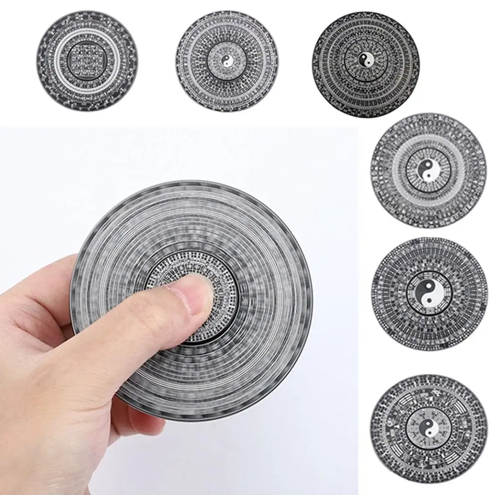 Feng Shui Handheld Tai Chi Fingertip Gyro Bagua Pattern Chinese Style Relax Retro Aluminium Alloy Finger Spinner School