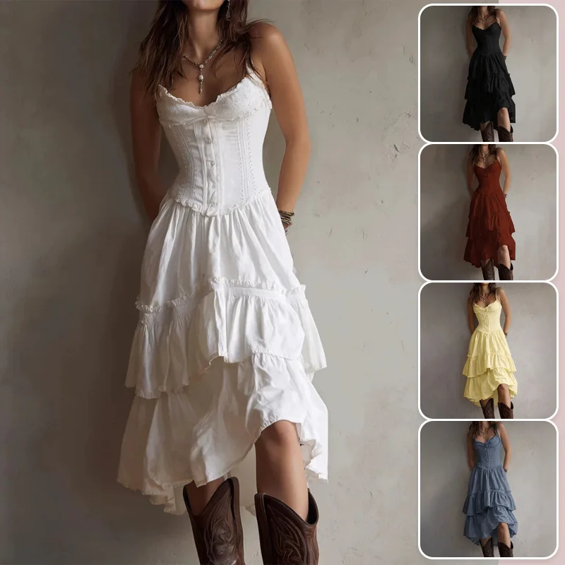 2026 Women's Summary New Collection: Elegant And Fashionable Solid-color, Waist-cinching Lace-trimmed Clothes Clothing Elegant