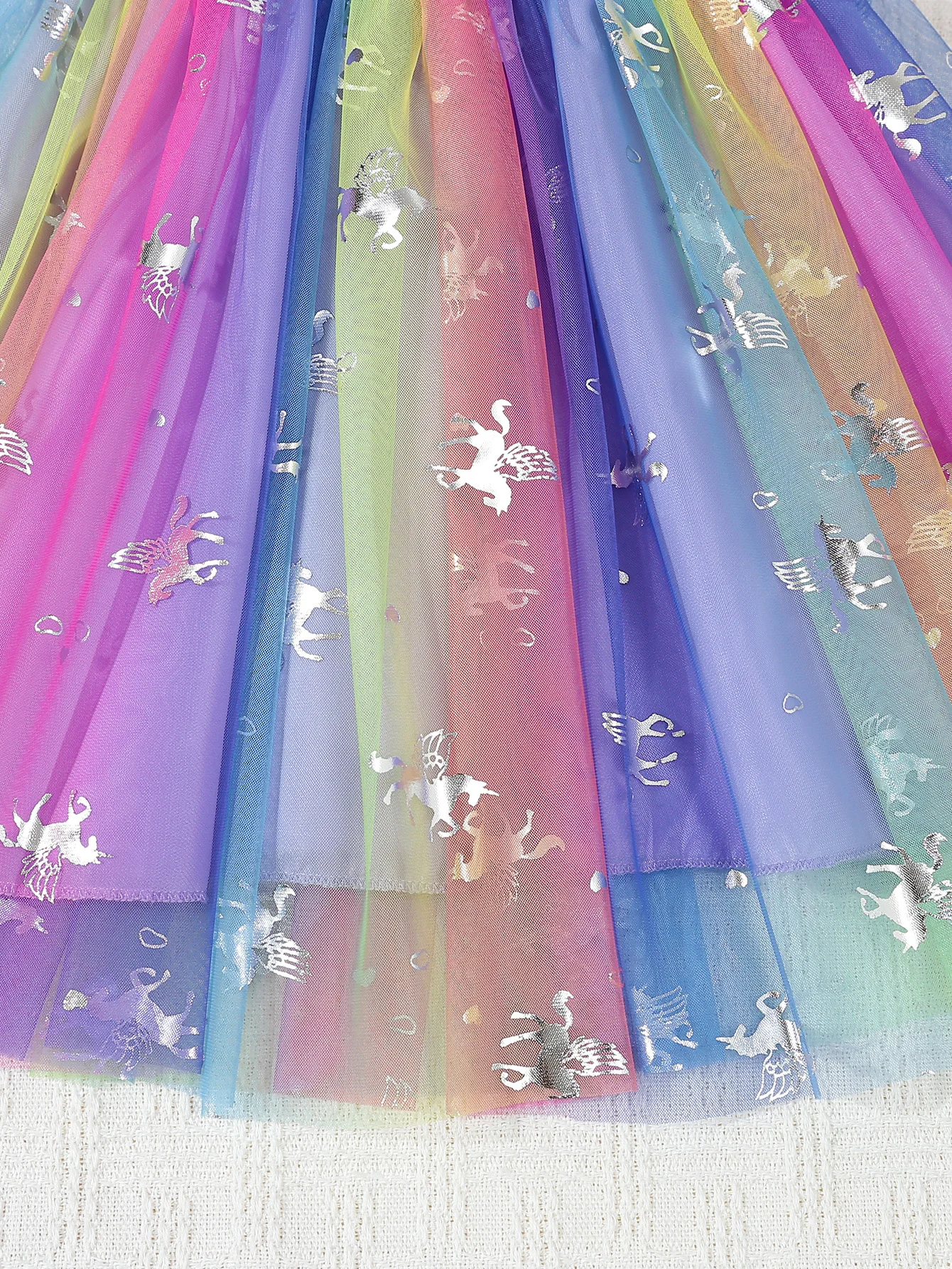 Sommer Kinder Baby Mädchen Kleid Niedlichen Cartoon Gedruckt Ärmelloses Prinzessin Kleid Bunte Mesh Kinder Ballkleid Baby Mädchen Kleidung – Detail 8