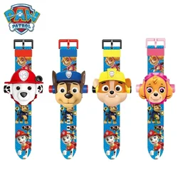 Paw Patrol 3D Projection Watch Chase Marshall Rocky Cartoon Model Action Figures Toys Set Anime Peripherals Children Wristband