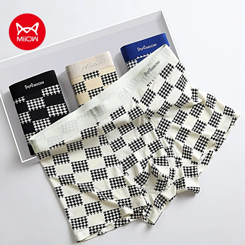 

MiiOW, 3 шт., мягкое модальное мужское нижнее белье, трусы-боксеры, хлопковые дышащие мужские трусы с промежностью, мужские трусы-боксеры с принтом