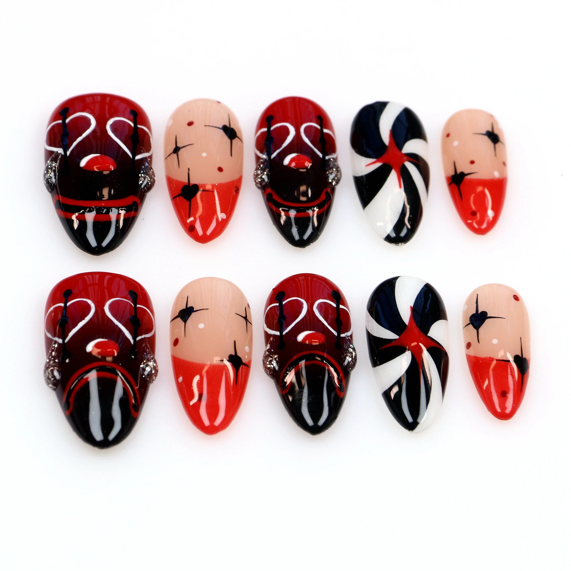 

10PCS Y2K 3D Custom Design Luxury Long Stiletto Press On Nails,Beautiful Flowers FreeStyle Press Vacation Holiday Gift