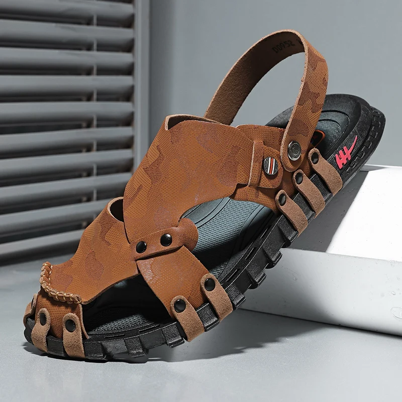 

High Quality Handmade Men's Shoes Outdoor Beach Shoes Fashion Slippers Summer Breathable Sandals Driving Flat Shoes Mens Sandals