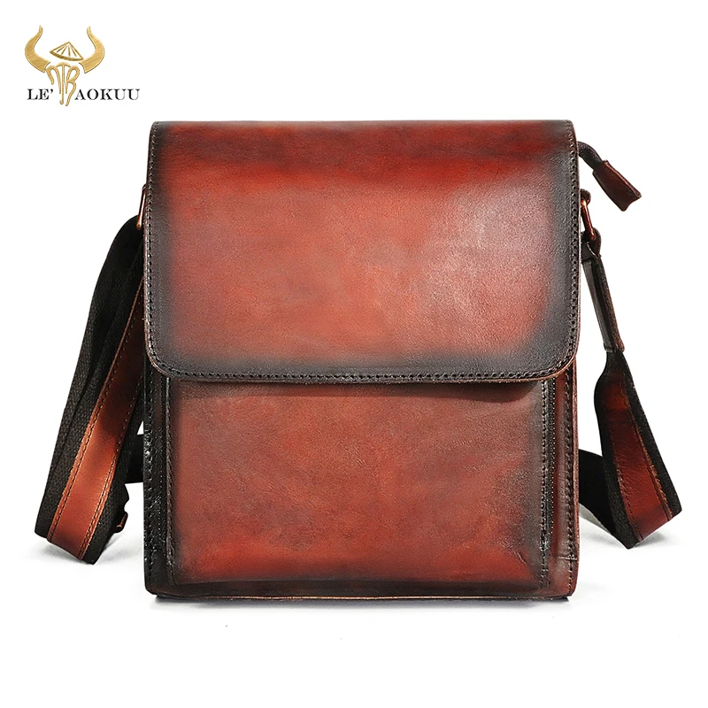 

Hot Sale Genuine Leather Design Shoulder Messenger bag Cowhide Cross-body Bag 8" Tablet Mochila Satchel For Men Male 3027