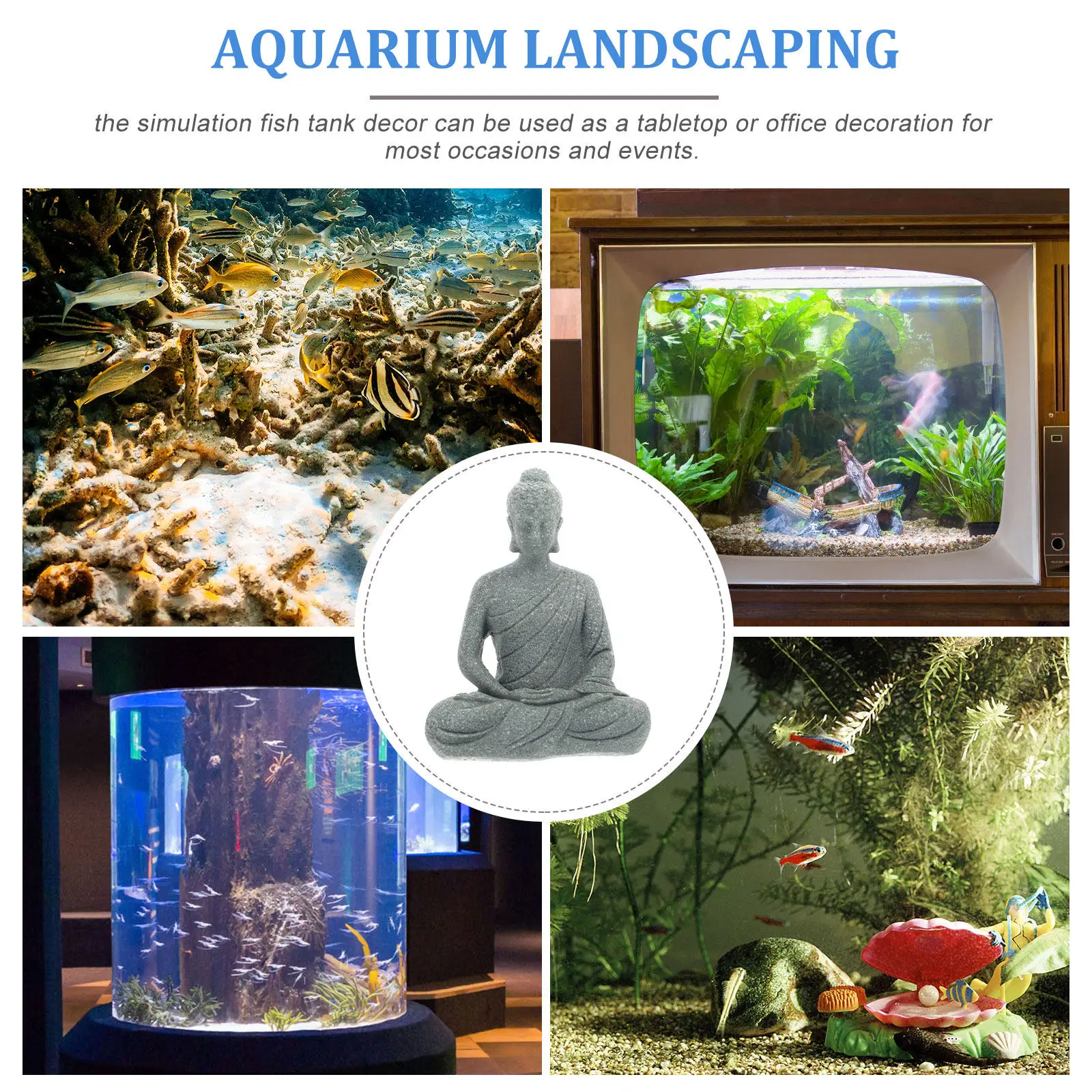 Mini Buddha Statue Resin Aquarium Decor Small Fish Tank Buddha Underwater Buddhist Sculpture Desktop Garden Decoration - view 3