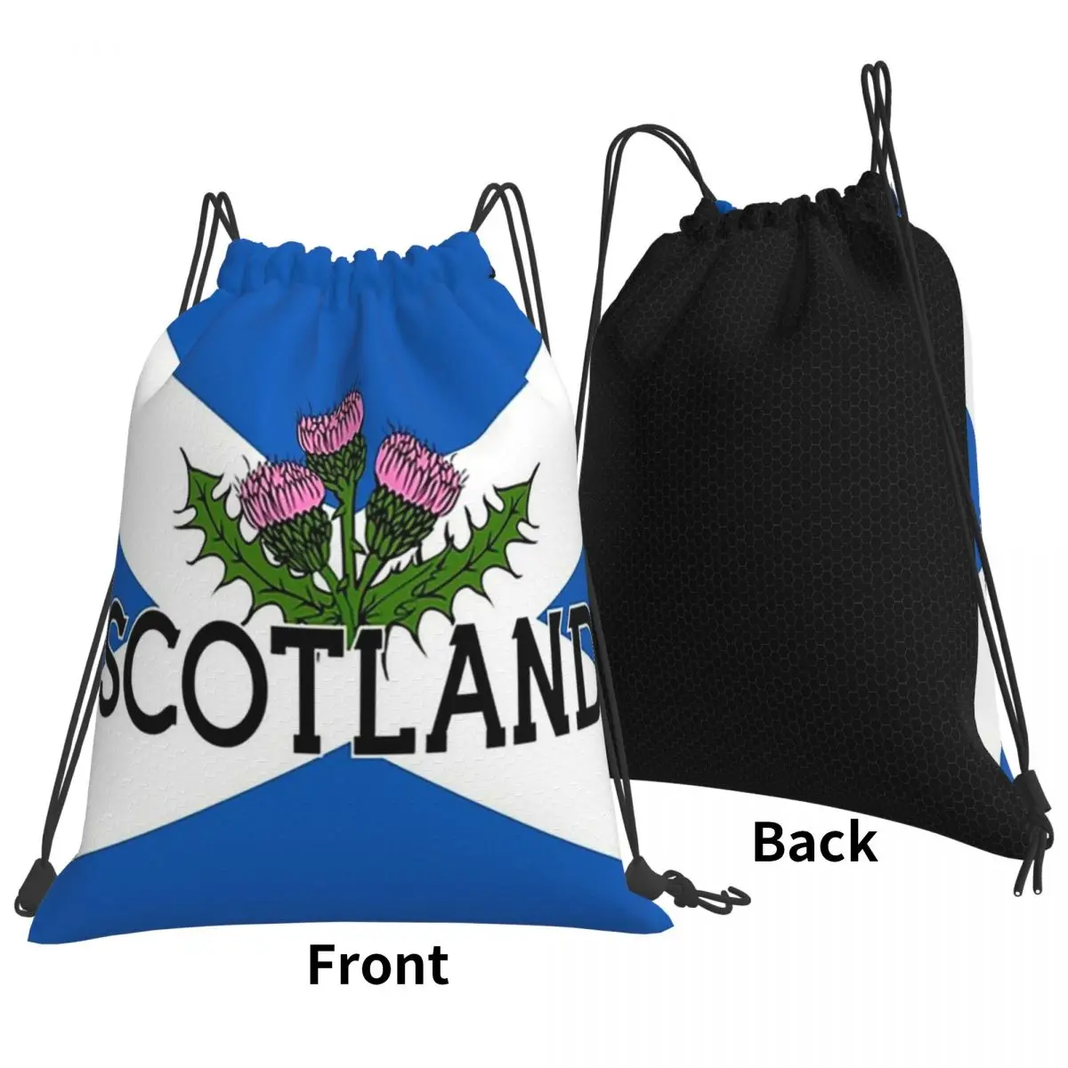 

Scotland Saltire Flag - Scottish St Andrews Cross And Thistle Backpacks Portable Drawstring Bags Shoes Book Bag Travel Students