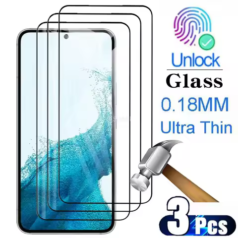 3Pcs Unlock Fingerprint 0.2mm Tempered Glass For Samsung Galaxy S25 Edge S24 Ultra S23 S22 S21 Plus FE Note 20 Screen Protector