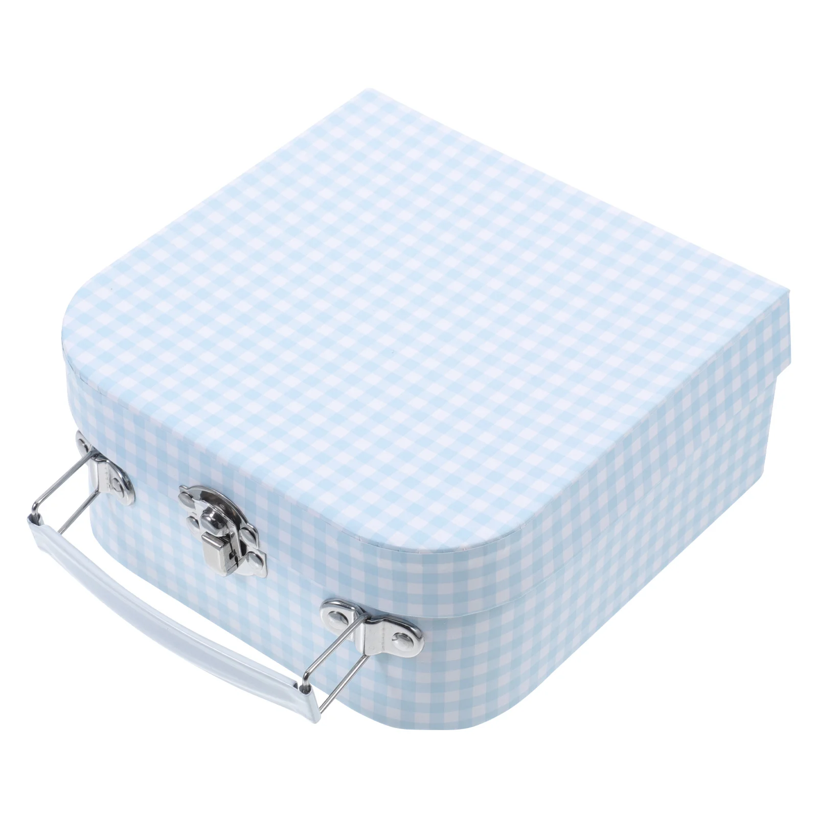 Children Gift Boxes Plaid Pattern Compact Portable Storage Box for Jewelry Keepsakes Travel Daily Use Decorative Paperboard