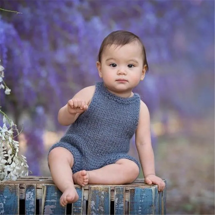 Newborn Photography Clothing Baby Photo Hand-knitted Wool Overalls Romper Newborn Photography Outfit Baby Costume