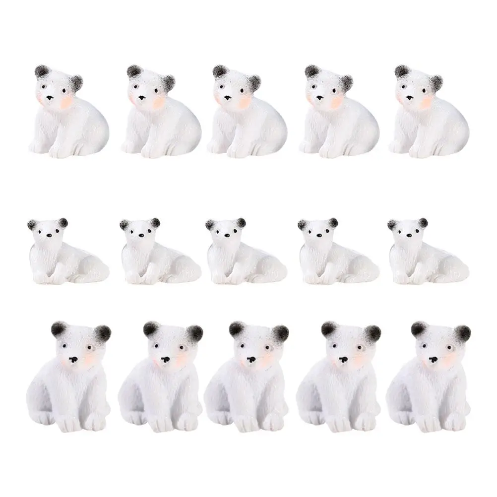 

15 Pcs Mini Simulation Polar Bear Resin Figurines White Statue Garden Ornament Decor Animal Models Courtyard Adornment
