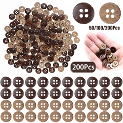 50-200Pcs Coconut Shell Buttons Sewing Buttons Wooden Button 12.5mm Shirt Button 4 Hole Coconut Buttons for Sewing Crochet Craft