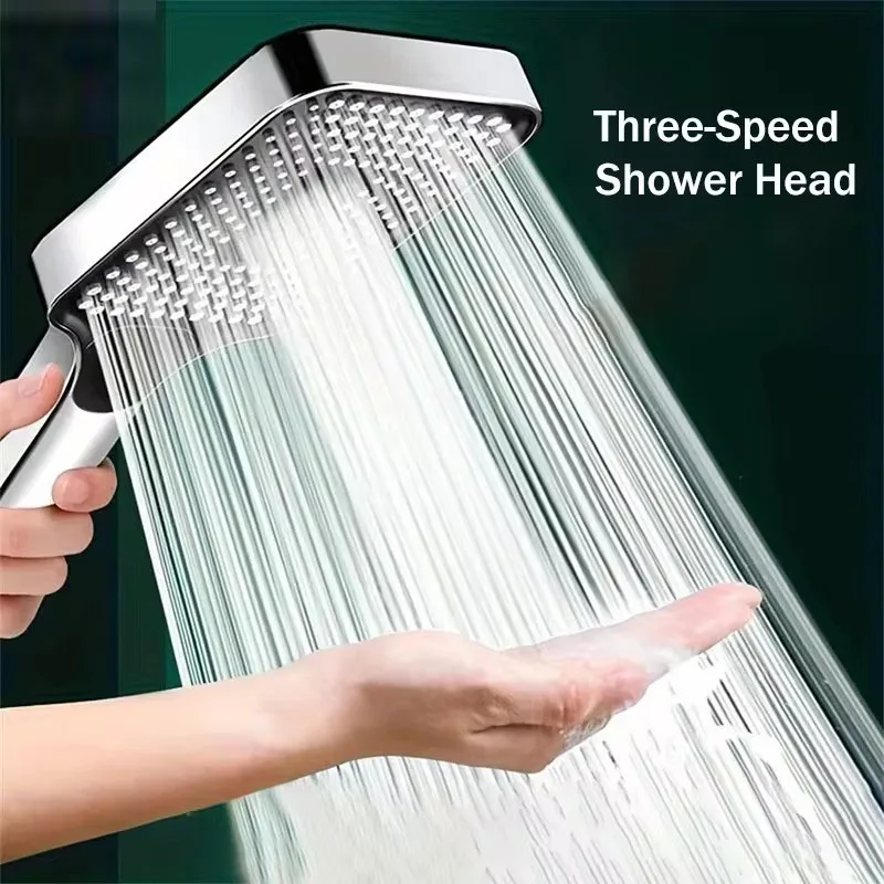 13 CM Big Panel Large Flow Supercharge Shower Head 4 Modes High Pressure Spray Nozzle Eco Rainfall Shower Bathroom Accessories