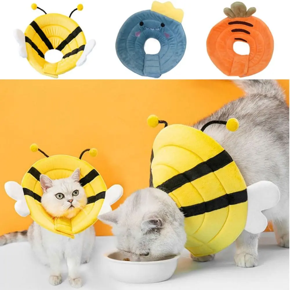 

Soft Bee Shape Cat Recovery Collar Anti-licking Adjustable Cat Elizabethan Collar Cotton Dinosaur/Bee/Carrot Shape