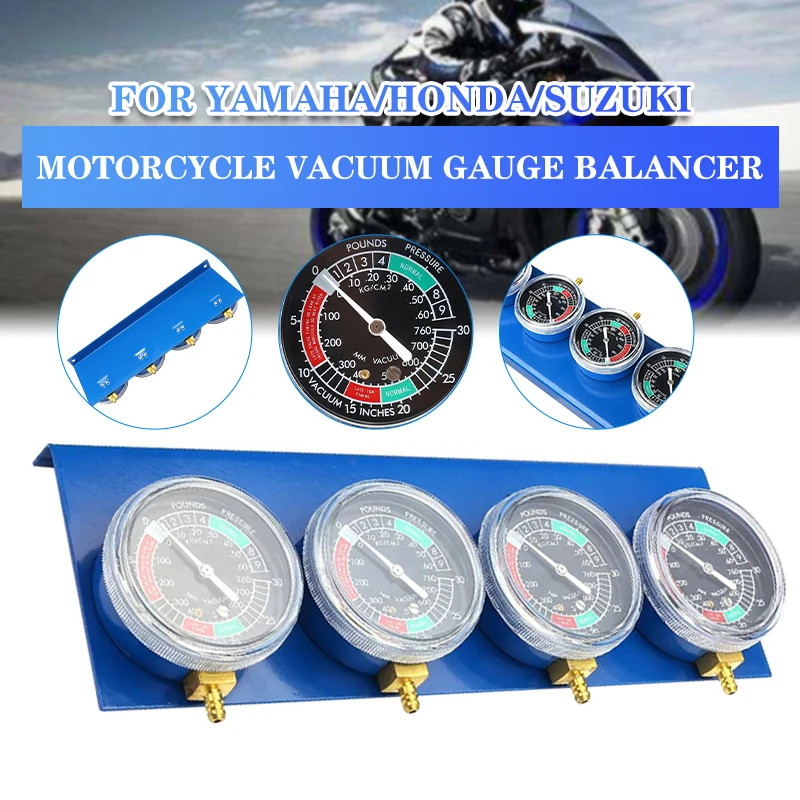 4Pcs Motorcycle Carburetor Vacuum Gauge Balancer Synchronizer Tool W/Hose Kit For Honda/Yamaha/Suzuki/Harley