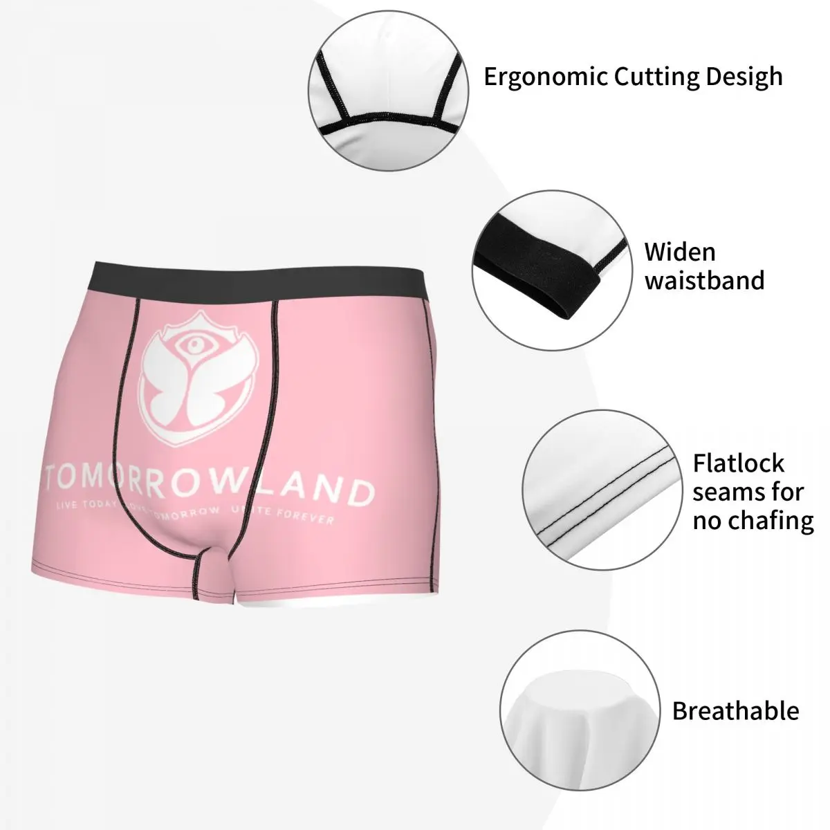 Personalizado tomorrowlands roupa interior masculina estiramento eletrônico dança festival de música boxer briefs calcinha macia para homme