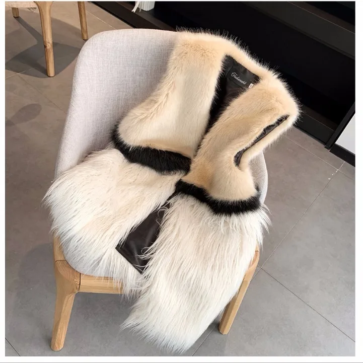 

2025 Autumnand Winter New Patchwork Sheepskin Vest Women Mid-Length One-Piece Coat Casual and versatile Fashion XT1767