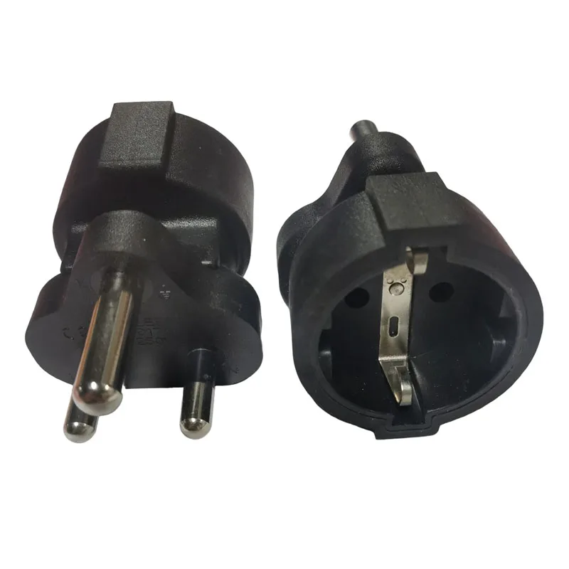

1PCS Black SA TO EU South Africa Male to Europe 4.8MM Female AC Adapter Plug Industrial Electrical South Africa 3 Pin Power Plug