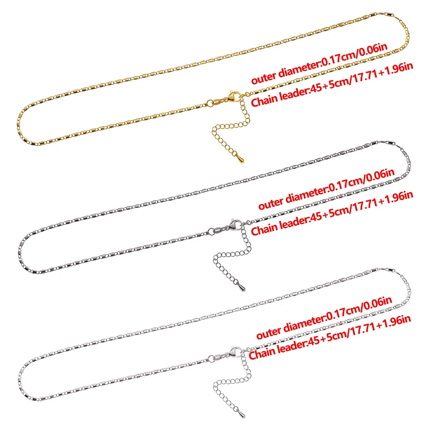 1pc 24K Real Gold Plated Brass Bamboo Flat Tube Blank Necklace Chain, Necklace Base for DIY Necklace Jewelry Making Accessories